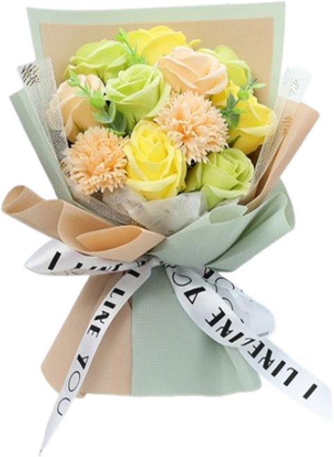 玫瑰香皂花束 檸檬香檳, 1件, pastel tone mix