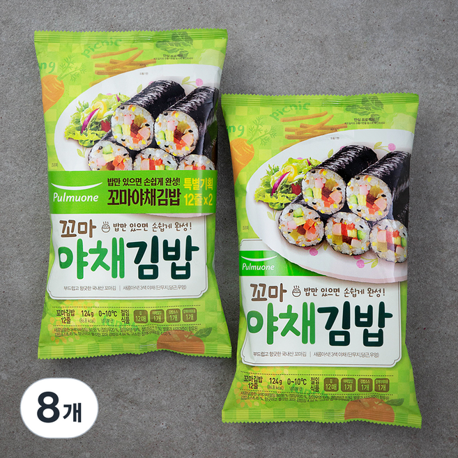 풀무원 꼬마 야채김밥 세트, 124g, 8개