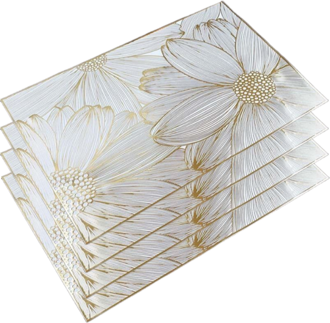 앙멧 방수 미끄럼방지 식탁 매트, 화이트, 4개, 45 x 30 cm