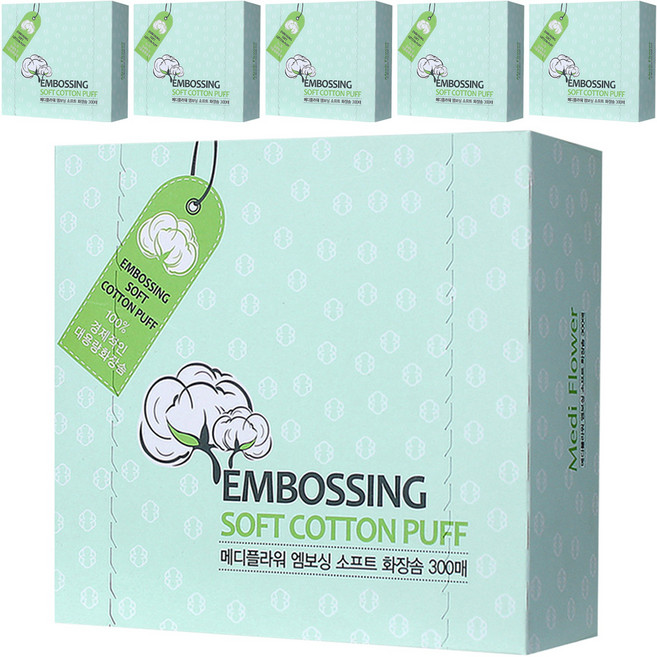 메디플라워 엠보싱 소프트 화장솜, 300매입, 6개