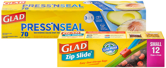 GLAD 佳能 Press'n Seal 神奇保鮮膜 一般型 + Zip-Slide 滑鏈夾鏈袋 小型 12入, 1套, 12個