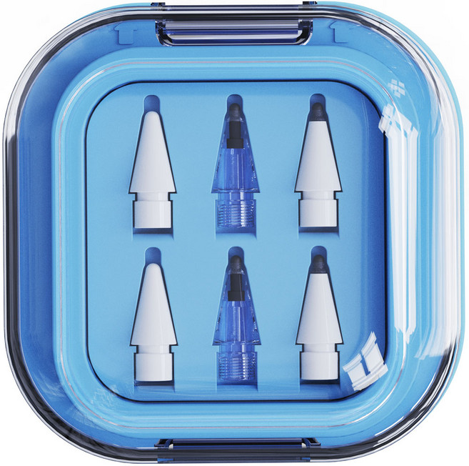 누아트 애플펜슬 호환 교체용 무소음팩 펜촉 6종 세트, 블루, 1세트