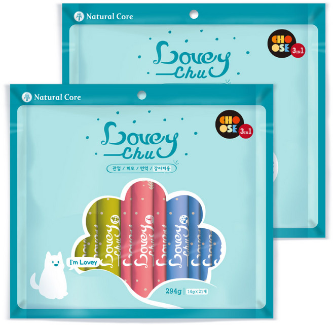 네츄럴코어 러비츄 강아지 간식 21p 멀티팩, 혼합맛, 294g, 2개