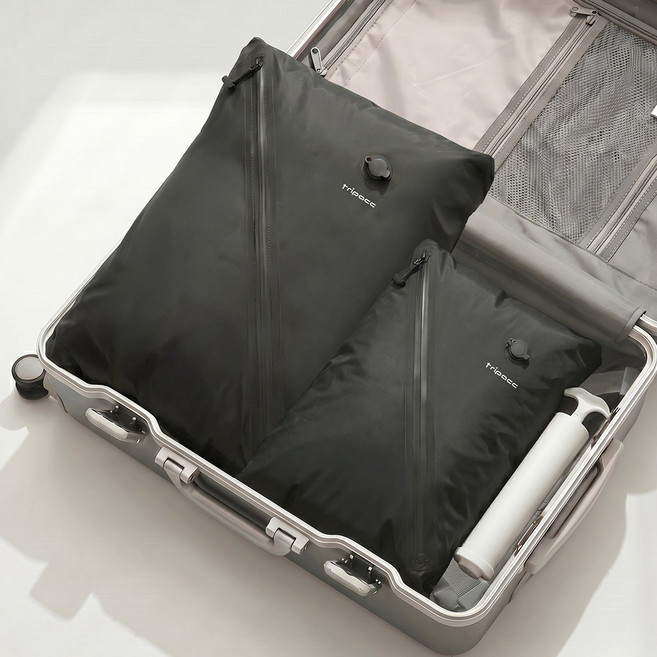 Tripacc 旅行用真正體積壓縮便攜式真空收納袋 2入 附專用抽氣泵