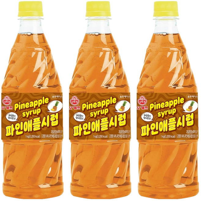 오쉐프 파인애플시럽, 1kg, 3개