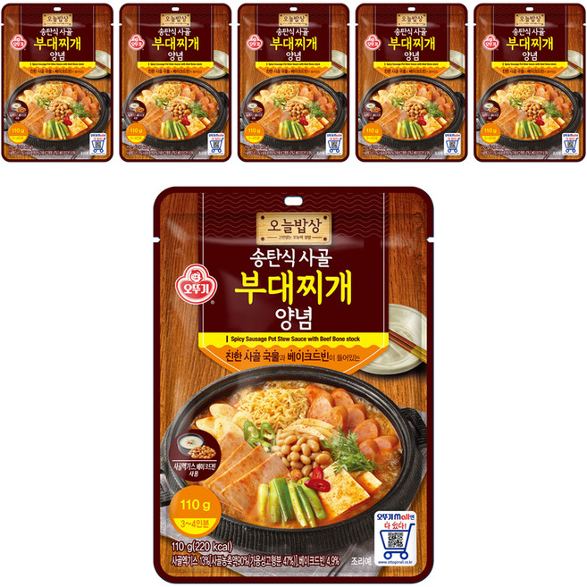 오뚜기 오늘밥상 송탄식 사골 부대찌개 양념, 110g, 6개