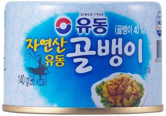 유동 자연산 골뱅이 통조림, 140g, 1개