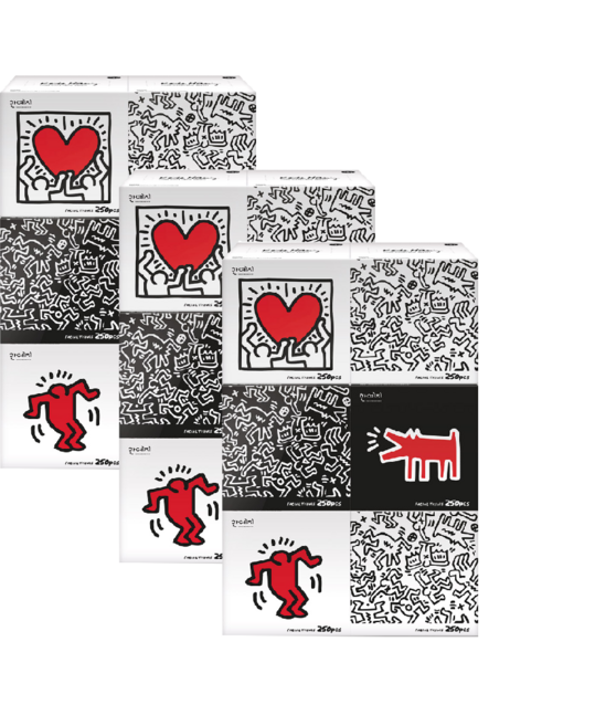 한예지 키스해링 오리지널 천연펄프 미니 미용티슈 2겹, 250매, 18개