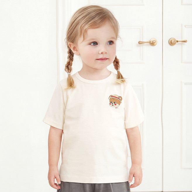 몰리멜리 밀짚모자 곰고미 반팔 티셔츠