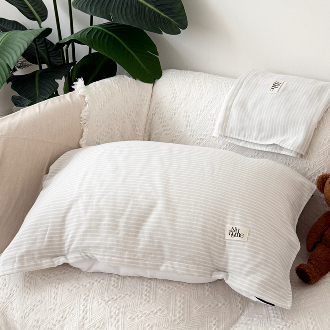 누홈 교체편한 순면거즈 밀림방지 밴딩 베개커버