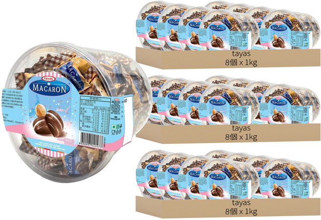 tayas 馬卡龍造型可可製品 榛果味, 1kg, 24個