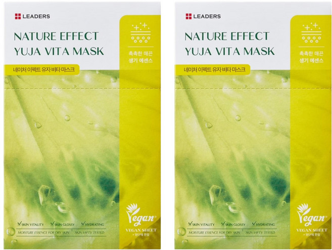 LEADERS 麗得姿 Nature Effect 柚子維他命提亮面膜 21ml, 10片, 2盒