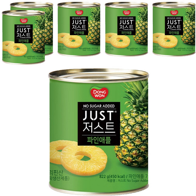 동원 JUST 저스트 노슈가 파인애플 통조림, 822g, 6개