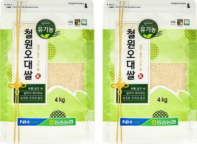 두루웰 유기농 철원오대쌀 백미, 4kg, 2개, 상등급