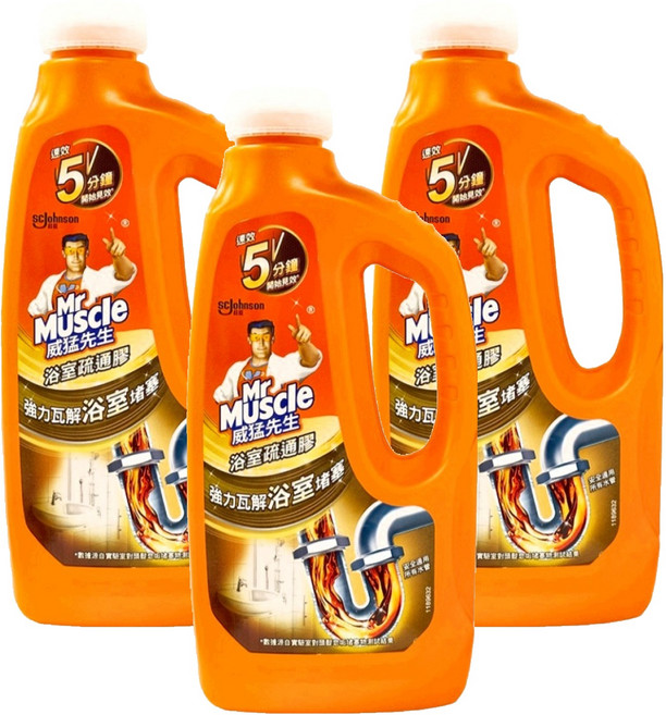 Mr Muscle 威猛先生 浴室強力疏通膠, 960ml, 3瓶