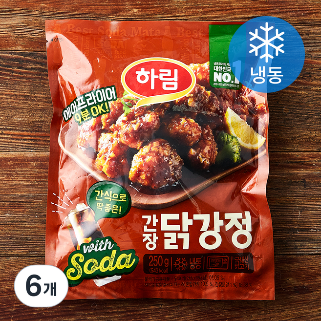하림 간장 닭강정 (냉동), 250g, 6개