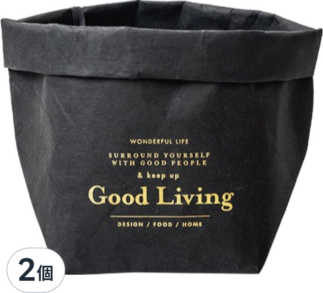 小麥購物 北歐可水洗牛皮紙袋 L2077, 黑色, 2個