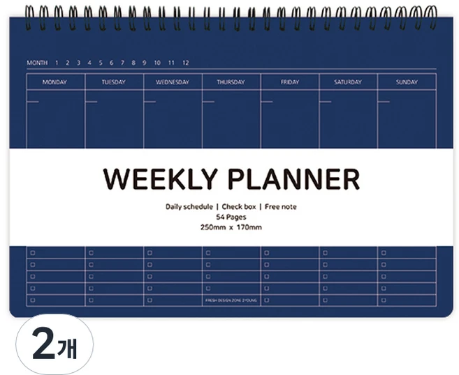 투영디자인 엘리트 체크 위클리 플래너, 네이비, 2개 - 쿠팡