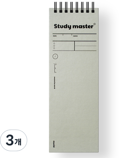 뮤니드 핸디 단어장 수첩 55매, 그레이, 3개