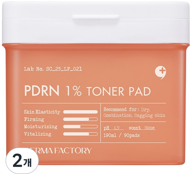 더마팩토리 PDRN 1% 토너 패드 190ml, 90매입, 2개