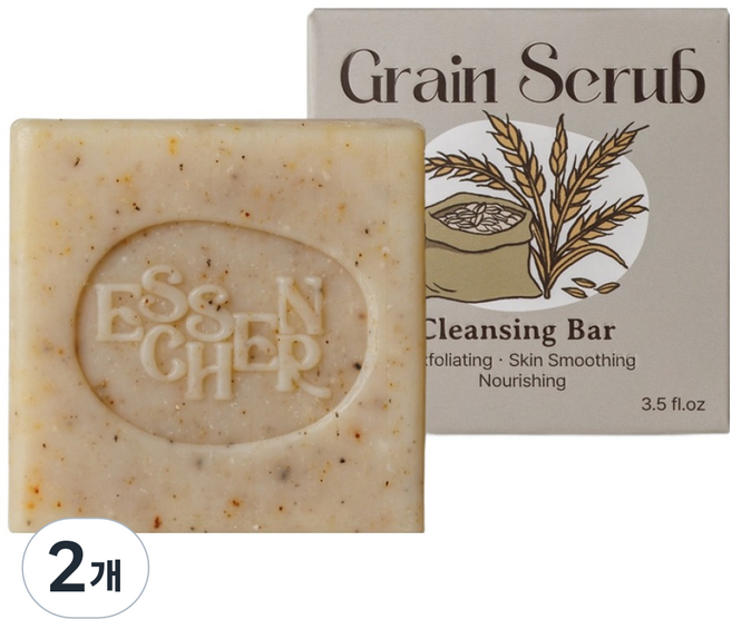 에센시에르 곡물 스크럽 클렌징 비누, 2개입, 100g