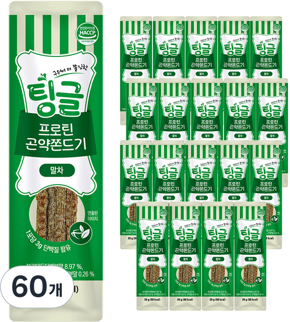 로엘 팅글 프로틴 곤약쫀드기 말차맛, 20g, 60개