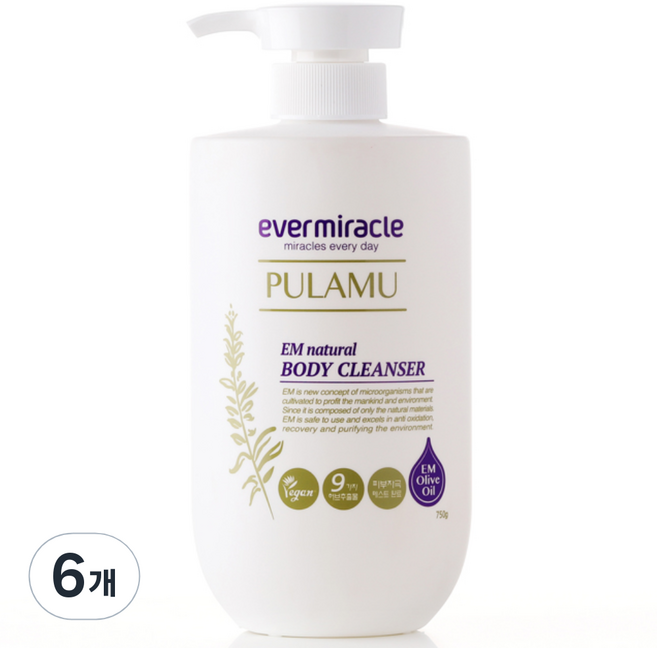 에버미라클 EM 풀라무 내추럴 바디클렌저, 750g, 6개