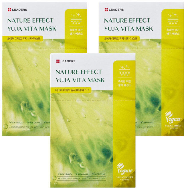 LEADERS 麗得姿 Nature Effect 柚子維他命提亮面膜 21ml, 10片, 3盒