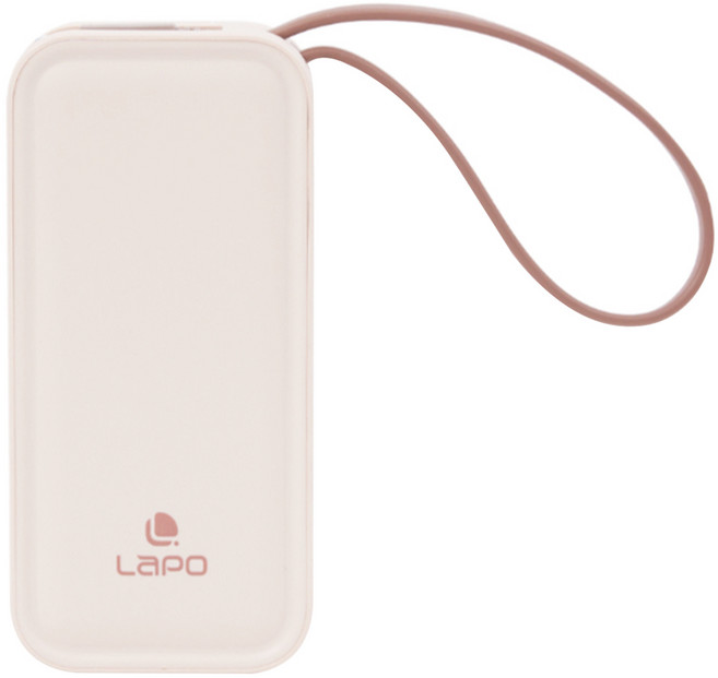 LaPO 20W雙向快充二合一充電器行動電源 5000mAh 自帶Lightning充電線, WT-06, 奶茶