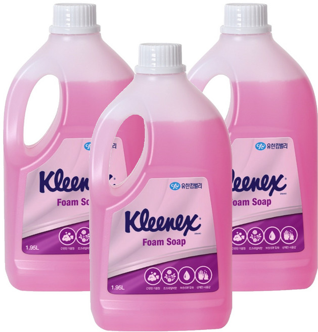 크리넥스 소프트 폼솝 로즈라일락향, 1.95L, 3개