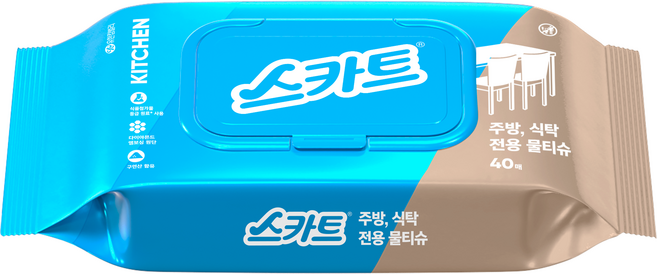 스카트 주방 식탁 전용 물티슈 40매, 1개