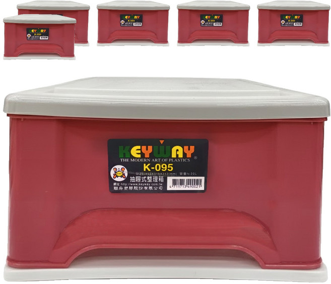 KEYWAY 聯府 抽屜櫃 20L K095, 紅色, 6個