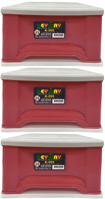 KEYWAY 聯府 抽屜櫃 20L K095, 紅色, 3個