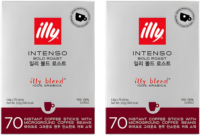 일리 볼드 로스트 스틱 원두 커피 레귤러, 1.6g, 70개입, 2개