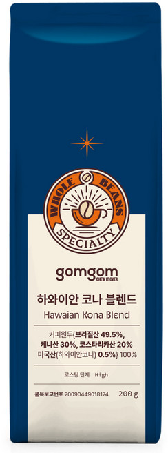 곰곰 하와이안 코나 블렌드 원두, 200g, 1개, 홀빈(분쇄안함)