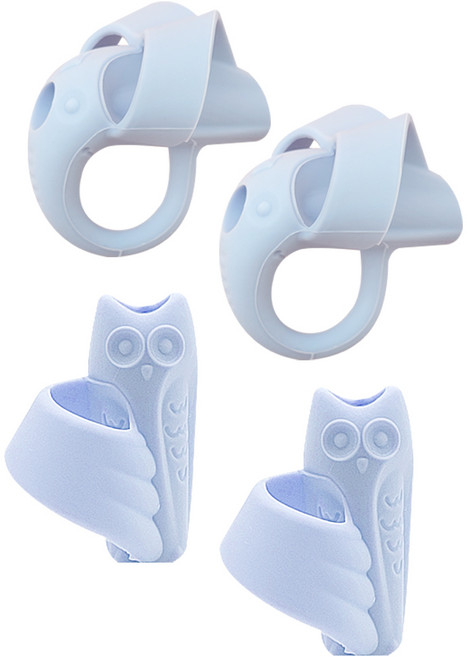 꼬사 연필교정기 코끼리 2p + 올빼미 2p, 블루, 1세트