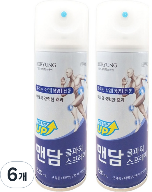 맨담 보령 쿨파워 스프레이 뿌리는 진통 220ml, 6개, 1개입