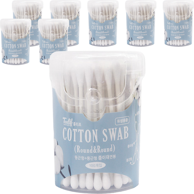 툴리프 종이면봉 Round&Round, 100개입, 8개
