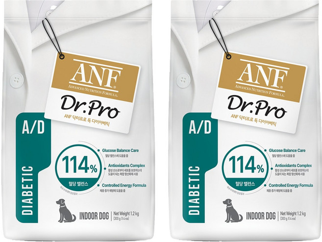 ANF 닥터프로 독 처방식 사료, 당뇨관리, 1.2kg, 2개
