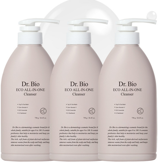 Dr.Bio Eco 多合一潔膚沐浴露, 750g, 3個