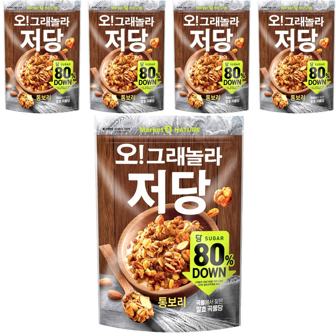 마켓오네이처 오 그래놀라 저당 통보리 시리얼, 360g, 5개