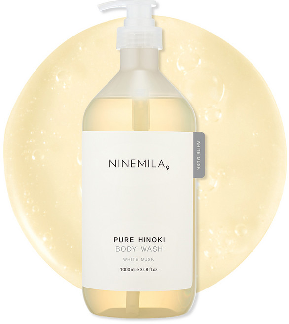나인밀라 퓨어 히노끼 바디워시 화이트 머스크향, 1L, 1개