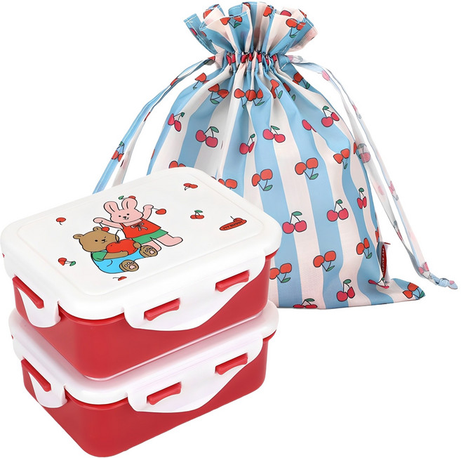 데일리라이크 마이 버디 2단 도시락, 핑크, 1개