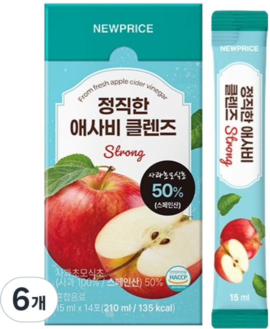 NEWPRICE 誠實蘋果醋排毒飲 STRONG 14入, 6個, 210ml