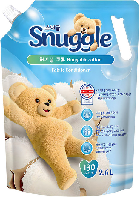 스너글 초고농축 섬유유연제 오리지널 허거블 코튼 리필, 2.6L, 1개입, 1개