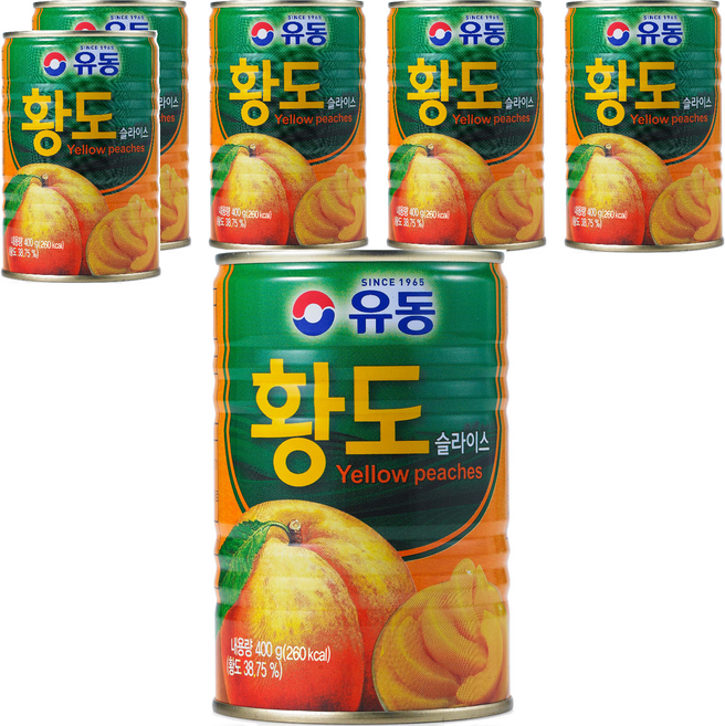 유동 황도 슬라이스 통조림, 400g, 6개