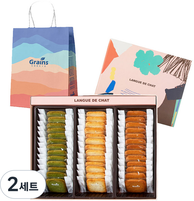 그래인스쿠키 랑그드샤 3종 x 13p 세트 대 + 쇼핑백, 2세트