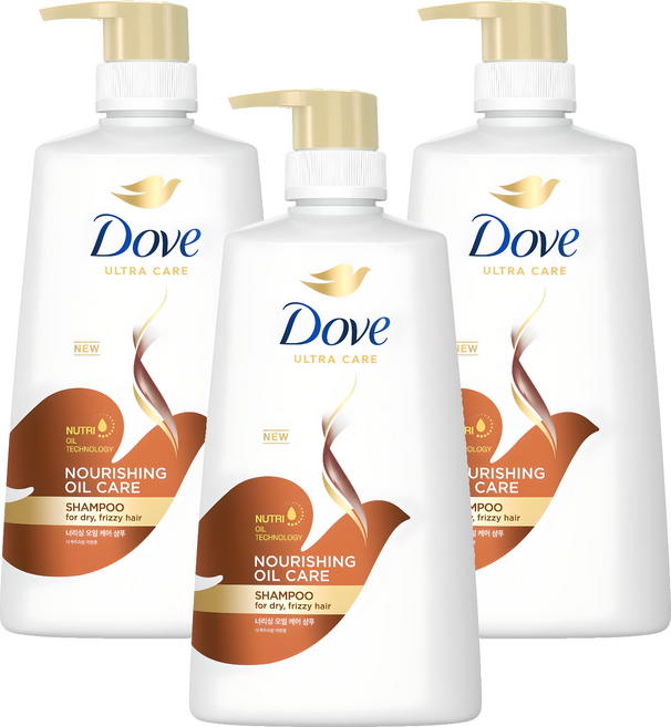 도브 너리싱 오일 케어 샴푸, 680ml, 3개