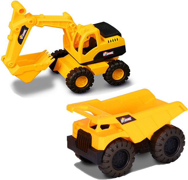 로드리퍼스 부추카 라이노 모래놀이 포크레인 + 덤프트럭 중장비 장난감 세트, 혼합색상, 1개