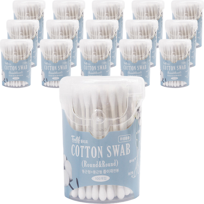 툴리프 종이면봉 Round&Round, 100개입, 16개
